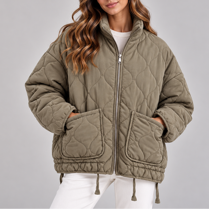 Rebecca | Oversized Quilted Women's Jacket with High Collar and Zipper - Everyday Warmth