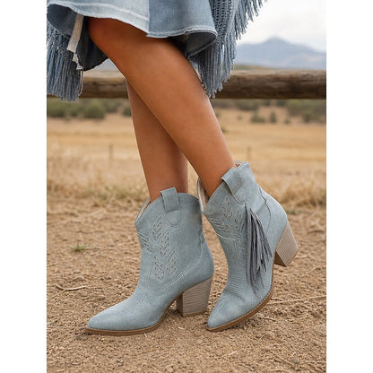 Michela | Western Women's Ankle Boots with Tassel and Block Heel - Timeless Character