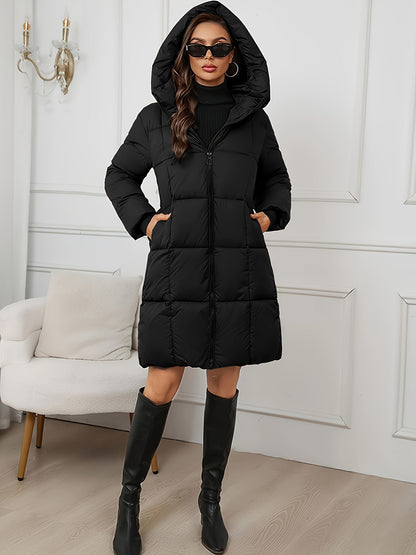 Viola | Women's Long Padded Coat with Hood - Elegance and Warmth