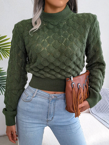 Maddalena | Women's Textured Diamond-Pattern Cropped Sweater - Timeless Softness