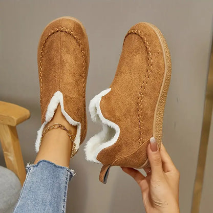 Lorella | Women's Lined Slip-On Ankle Boots with Moccasin-Style Stitching - Casual Comfort