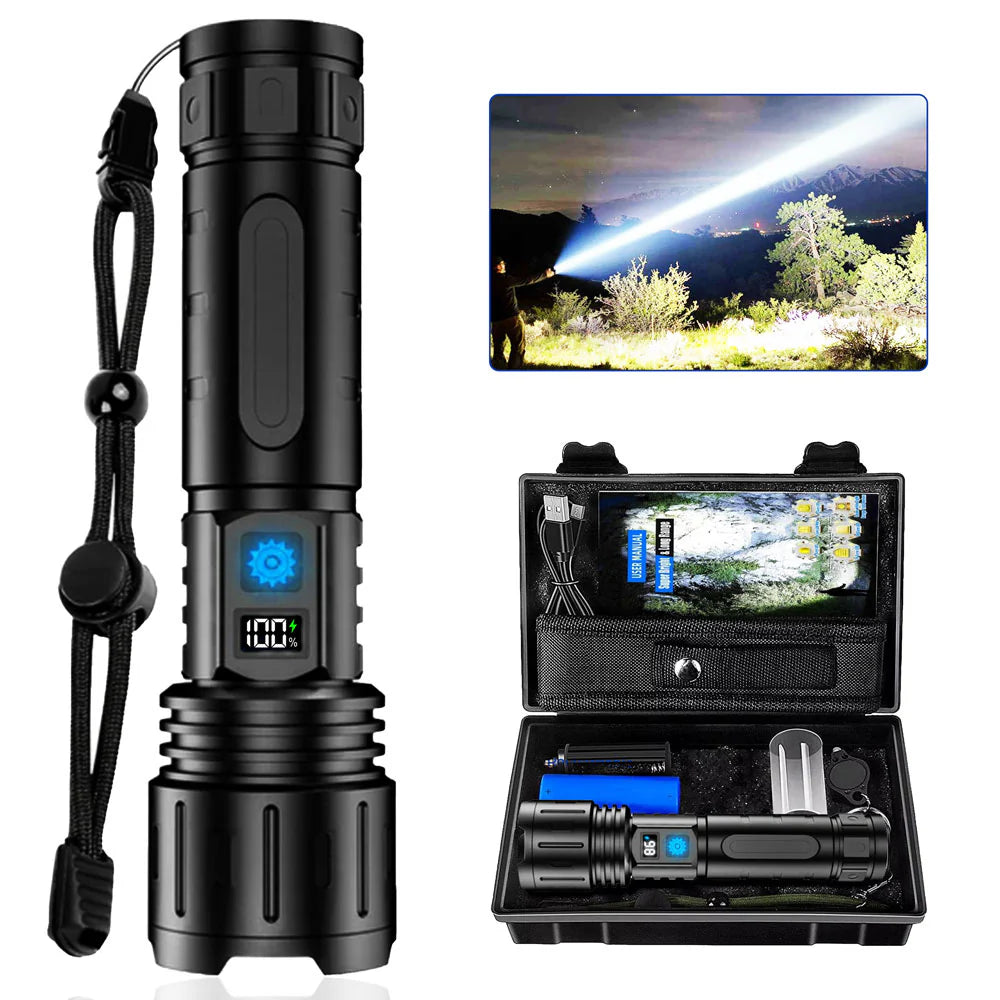 Rechargeable LED Flashlight with 99,000 Lumens and Waterproof | Multi-Purpose for Emergencies and Camping
