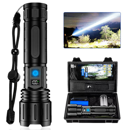 Rechargeable LED Flashlight with 99,000 Lumens and Waterproof | Multi-Purpose for Emergencies and Camping