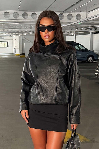 Ludmilla | Giacca Donna in Ecopelle con Collo Alto - Carattere Urbano Ogni Giorno