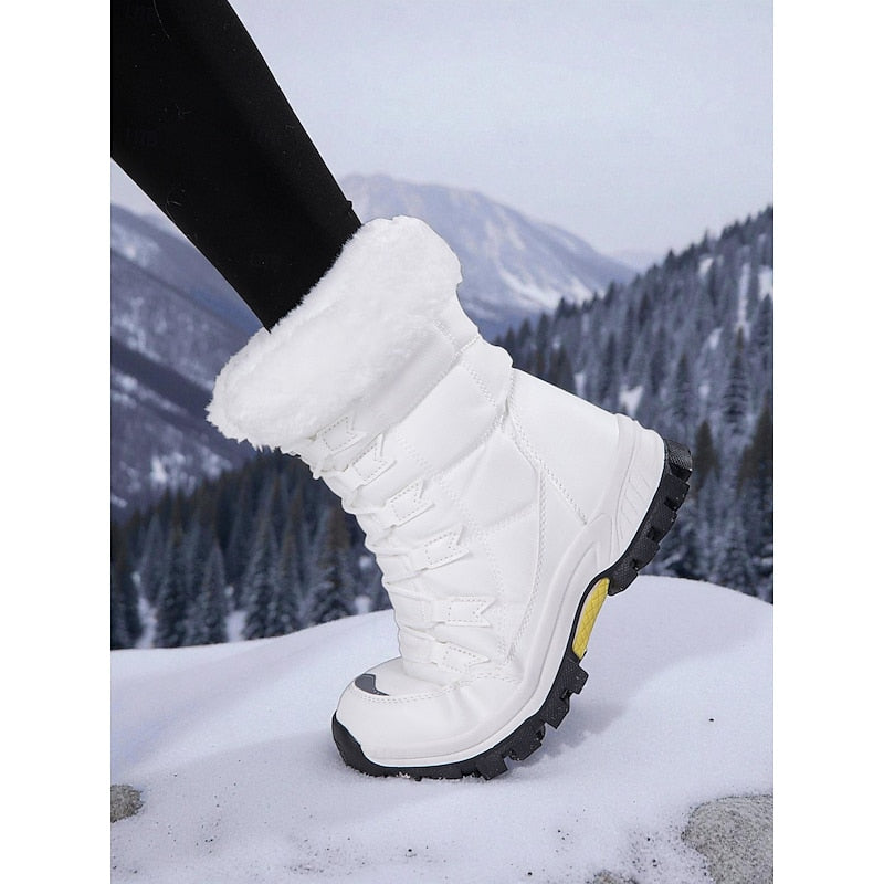 Sandra | Damen-Winterstiefel zum Schnüren mit Plüschbesatz - Wärme und Eleganz