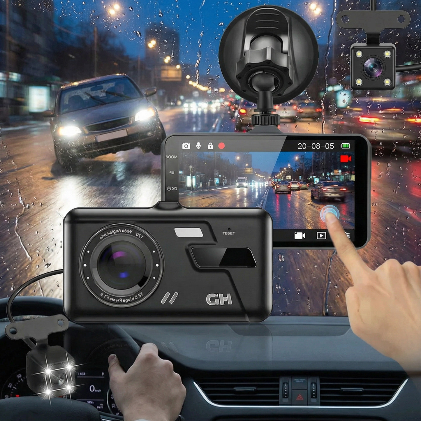 Telecamera da Cruscotto Full HD 1080P con Doppia Registrazione | Ampio Angolo di Visione per Sicurezza alla Guida