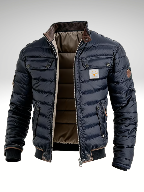 Valerio | Men's Quilted Bomber Jacket with Flap Pockets - Utility Style
