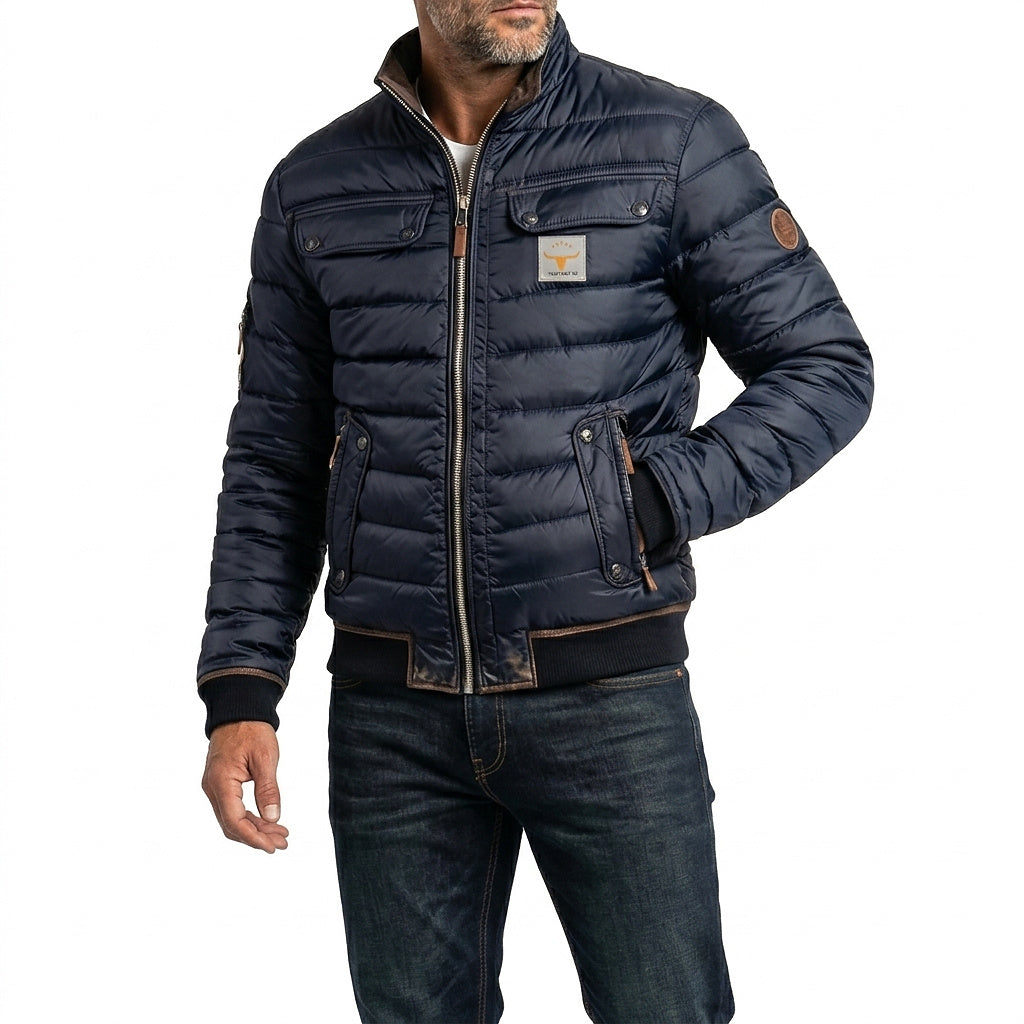 Valerio | Men's Quilted Bomber Jacket with Flap Pockets - Utility Style