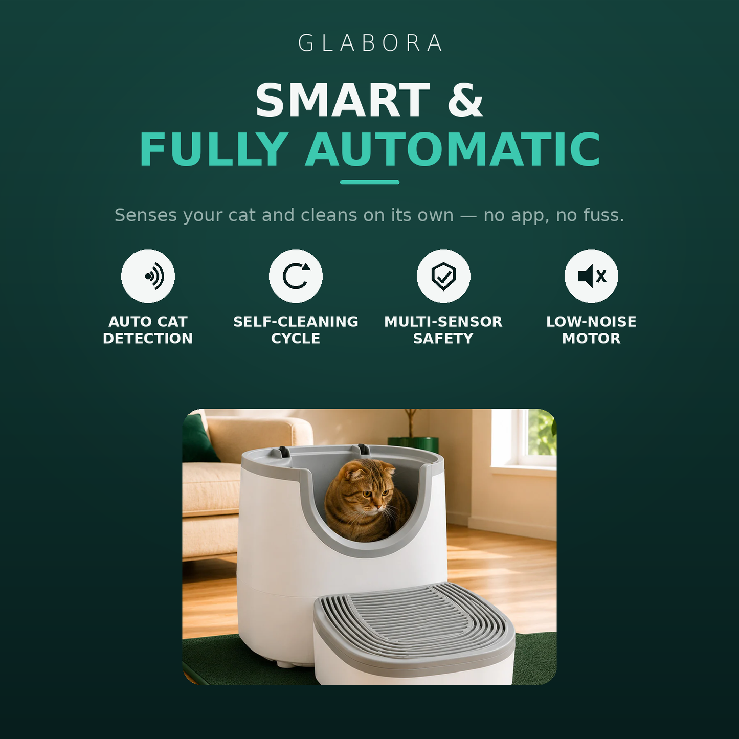 Lettiera Gatto Autopulente con Design Elegante e Sensori di Sicurezza | Facile Manutenzione per Famiglie con Più Gatti
