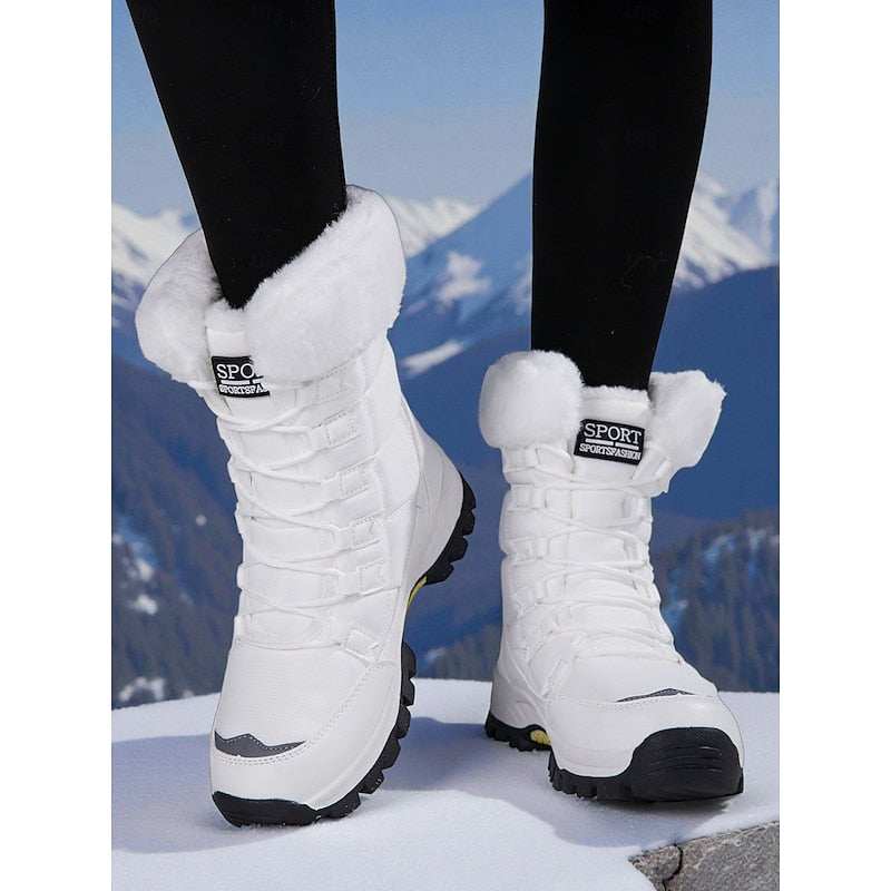 Sandra | Damen-Winterstiefel zum Schnüren mit Plüschbesatz - Wärme und Eleganz