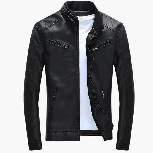 Vincenzo | Men's Faux Leather Biker Jacket - Casual Style for Day and Evening