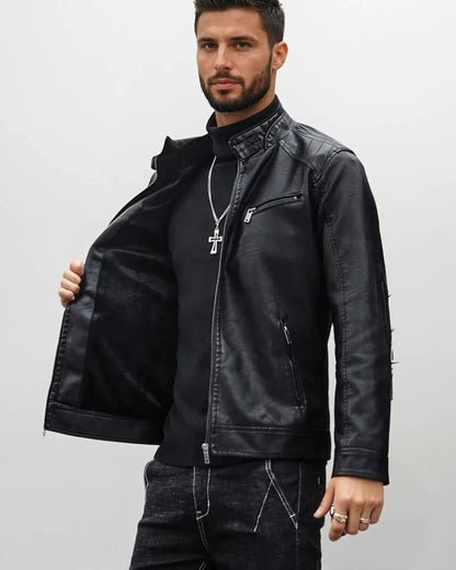 Vincenzo | Men's Faux Leather Biker Jacket - Casual Style for Day and Evening