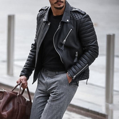 Gaetano | Men's Padded Leather-Look Jacket for Autumn - Structured Warmth