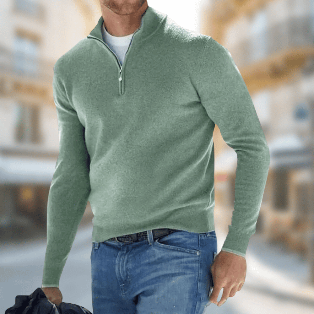 Lorenzo | Men's Quarter-Zip Sweater with Metal Zipper - Essential Style