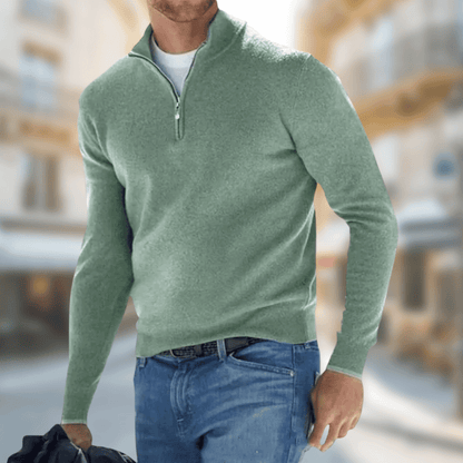 Lorenzo | Men's Quarter-Zip Sweater with Metal Zipper - Essential Style