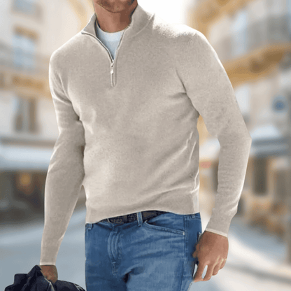 Lorenzo | Men's Quarter-Zip Sweater with Metal Zipper - Essential Style