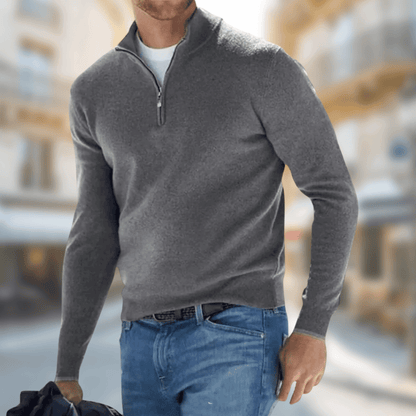 Lorenzo | Men's Quarter-Zip Sweater with Metal Zipper - Essential Style