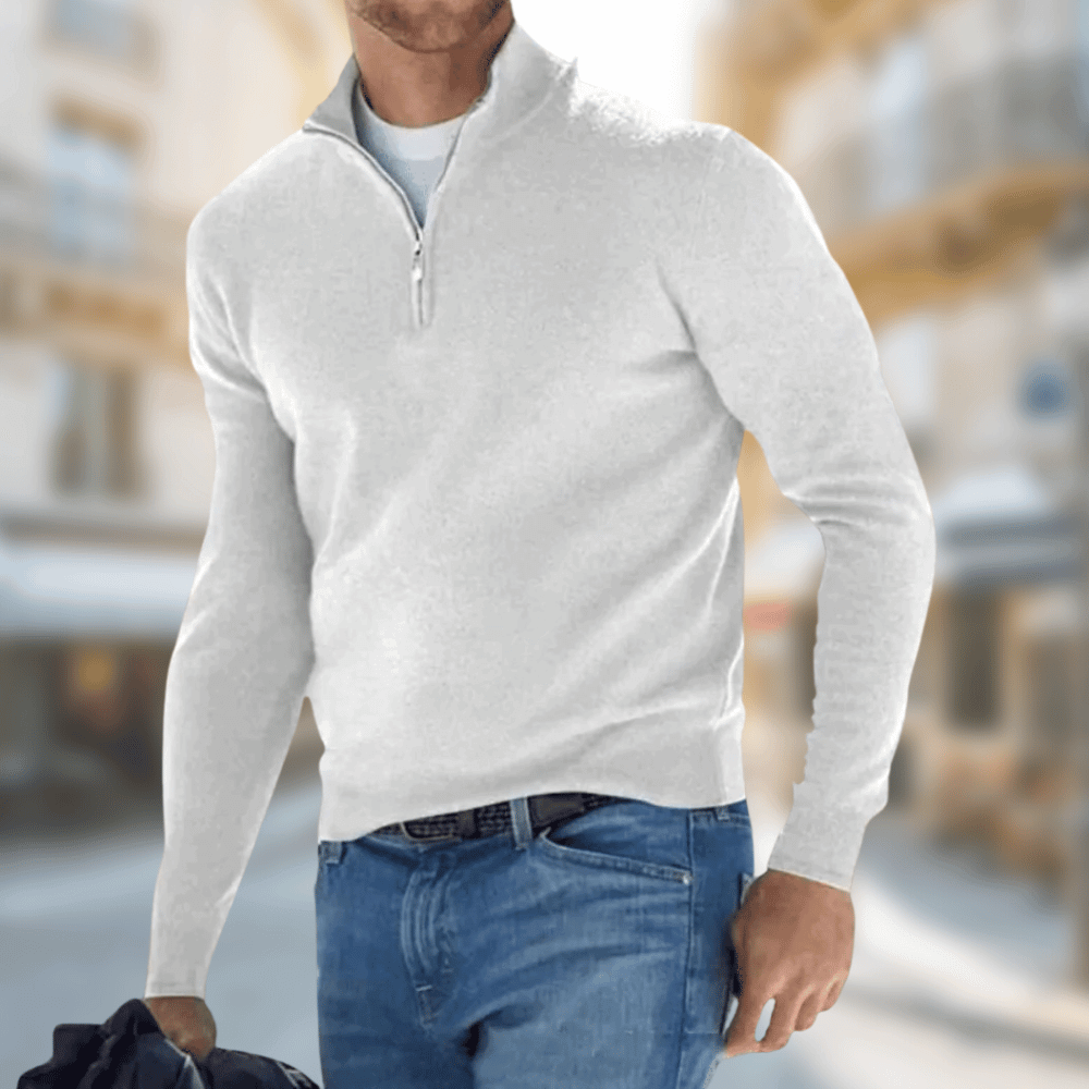 Lorenzo | Men's Quarter-Zip Sweater with Metal Zipper - Essential Style