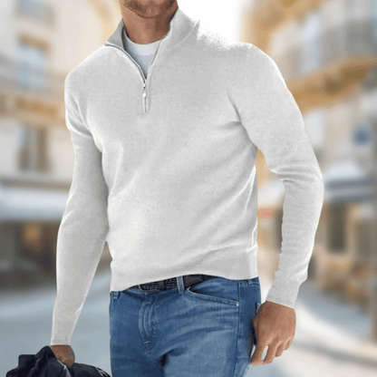 Lorenzo | Men's Quarter-Zip Sweater with Metal Zipper - Essential Style