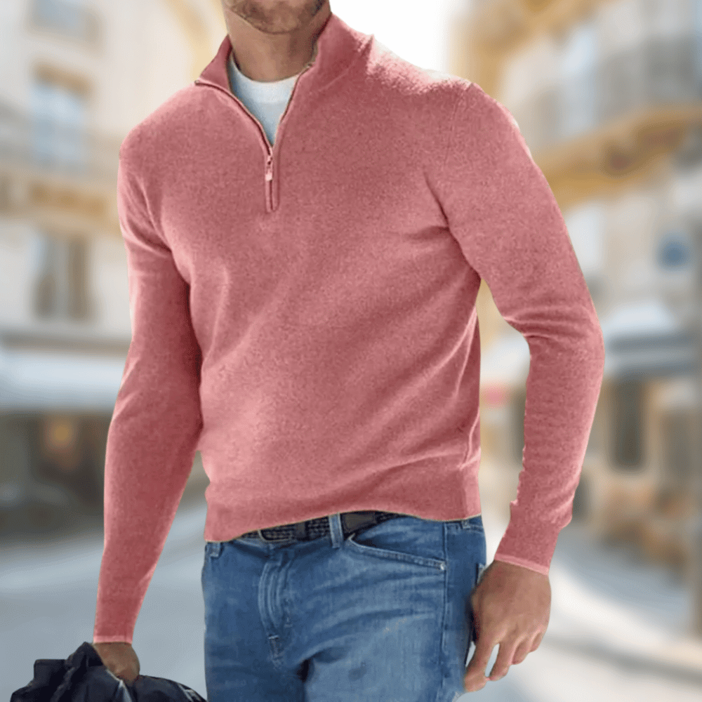 Lorenzo | Men's Quarter-Zip Sweater with Metal Zipper - Essential Style