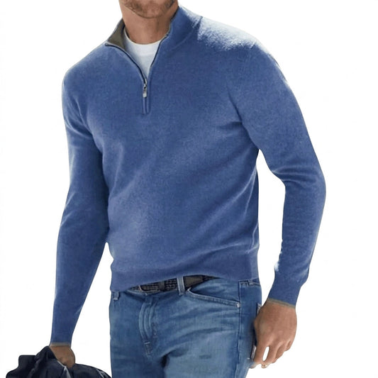 Lorenzo | Maglione Uomo con Zip a Quarto in Metallo - Stile Essenziale