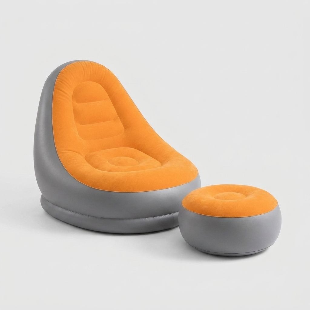 Divano Gonfiabile 2 in 1 con Sgabello Ergonomico in PVC Impermeabile - angle