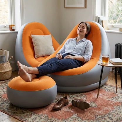 Divano Gonfiabile 2 in 1 con Sgabello Ergonomico in PVC Impermeabile - problem
