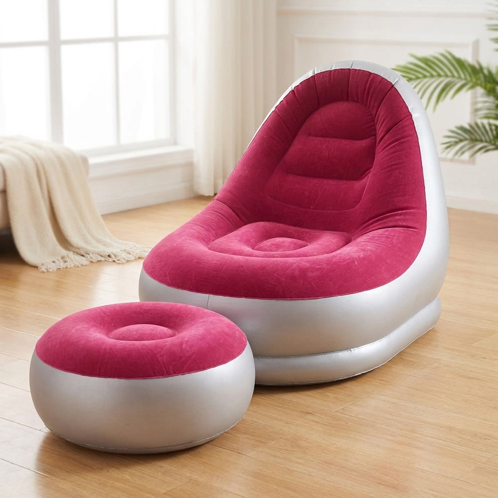 Divano Gonfiabile 2 in 1 con Sgabello Ergonomico in PVC Impermeabile - WDF0041