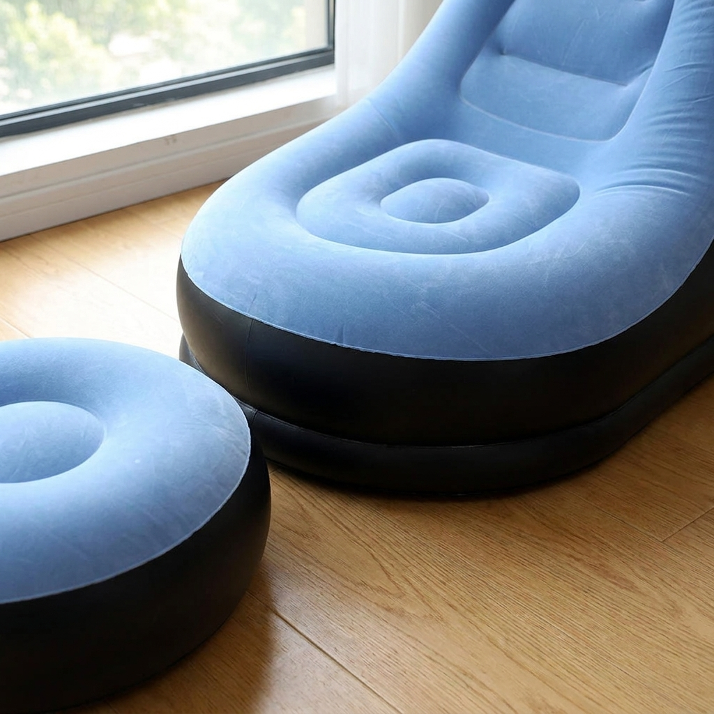 Divano Gonfiabile 2 in 1 con Sgabello Ergonomico in PVC Impermeabile - WDF0039