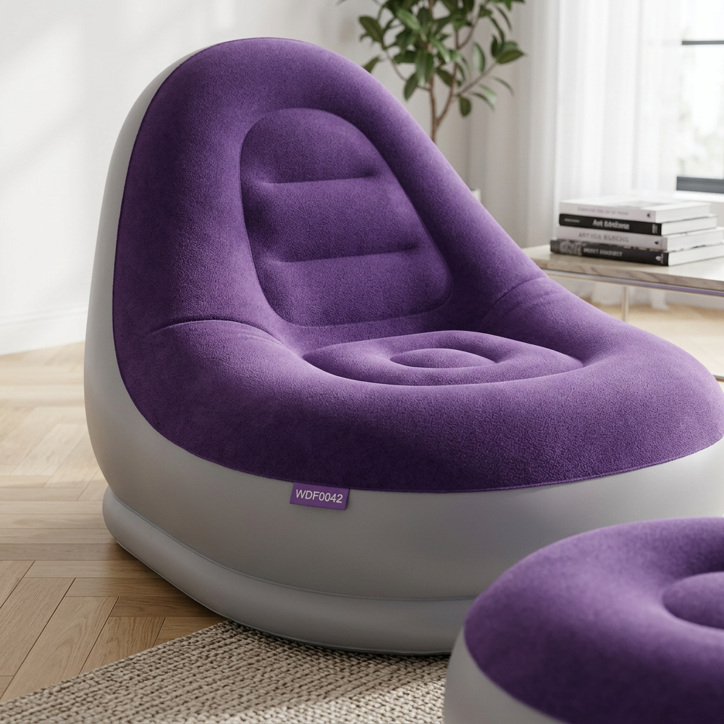 Divano Gonfiabile 2 in 1 con Sgabello Ergonomico in PVC Impermeabile - WDF0042