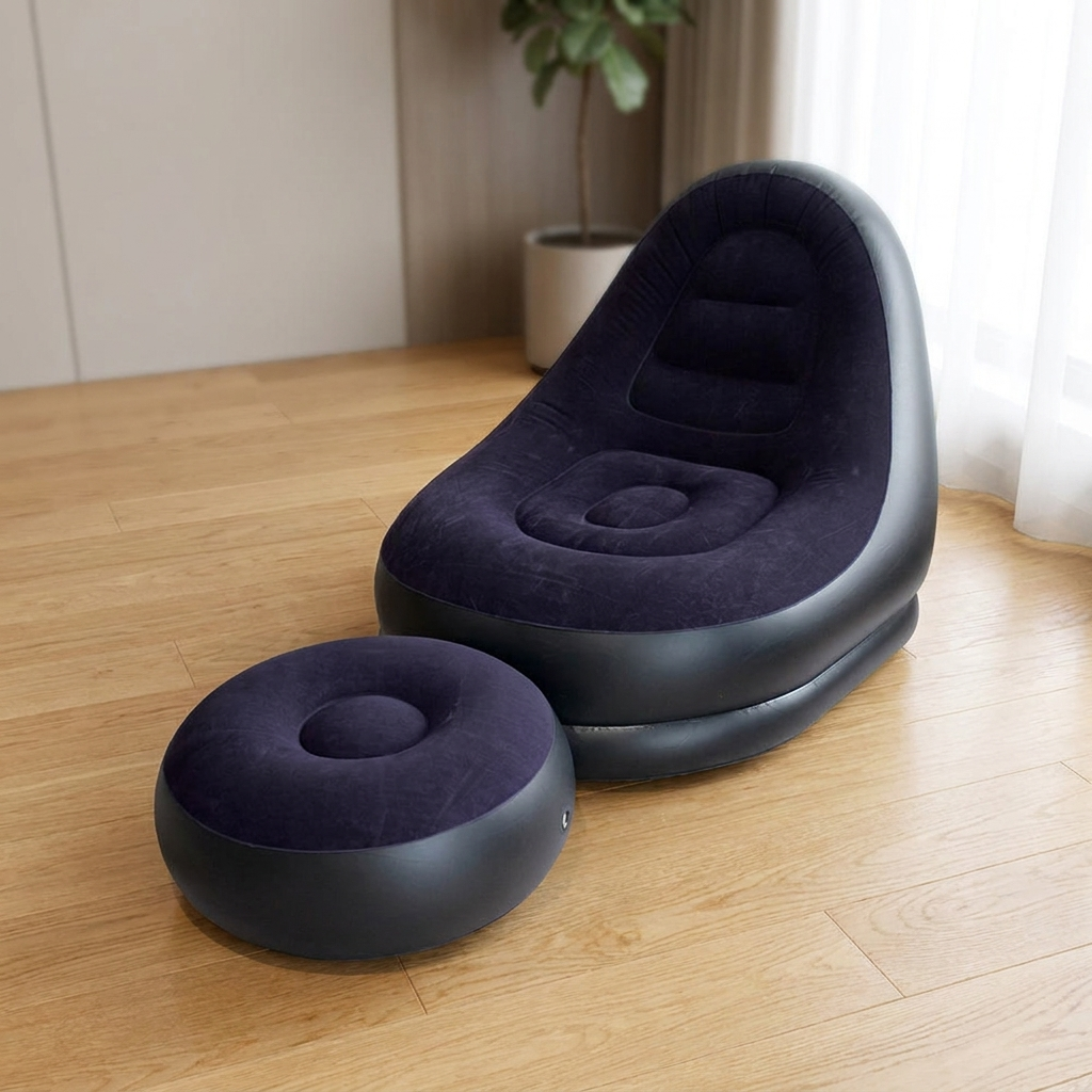 Divano Gonfiabile 2 in 1 con Sgabello Ergonomico in PVC Impermeabile - WDF0043