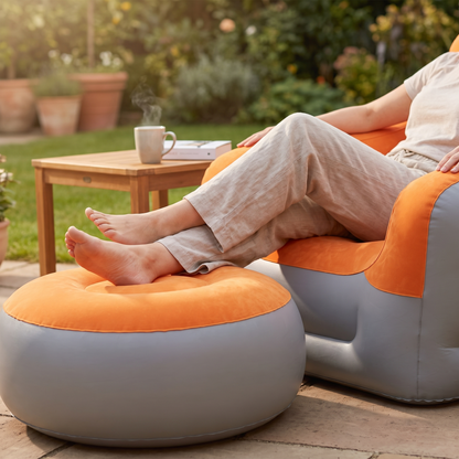 Divano Gonfiabile 2 in 1 con Sgabello Ergonomico in PVC Impermeabile - WDF0040 - hero