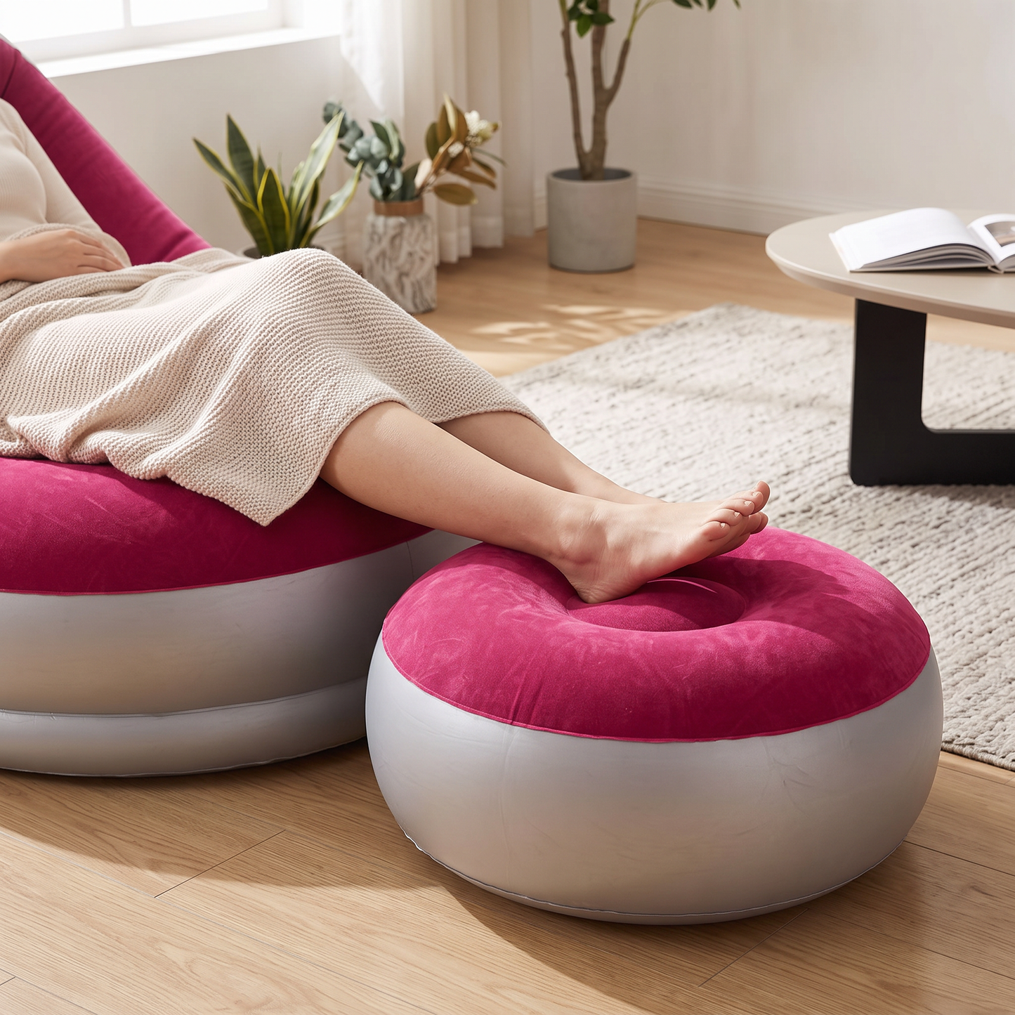 Divano Gonfiabile 2 in 1 con Sgabello Ergonomico in PVC Impermeabile - WDF0041 - hero