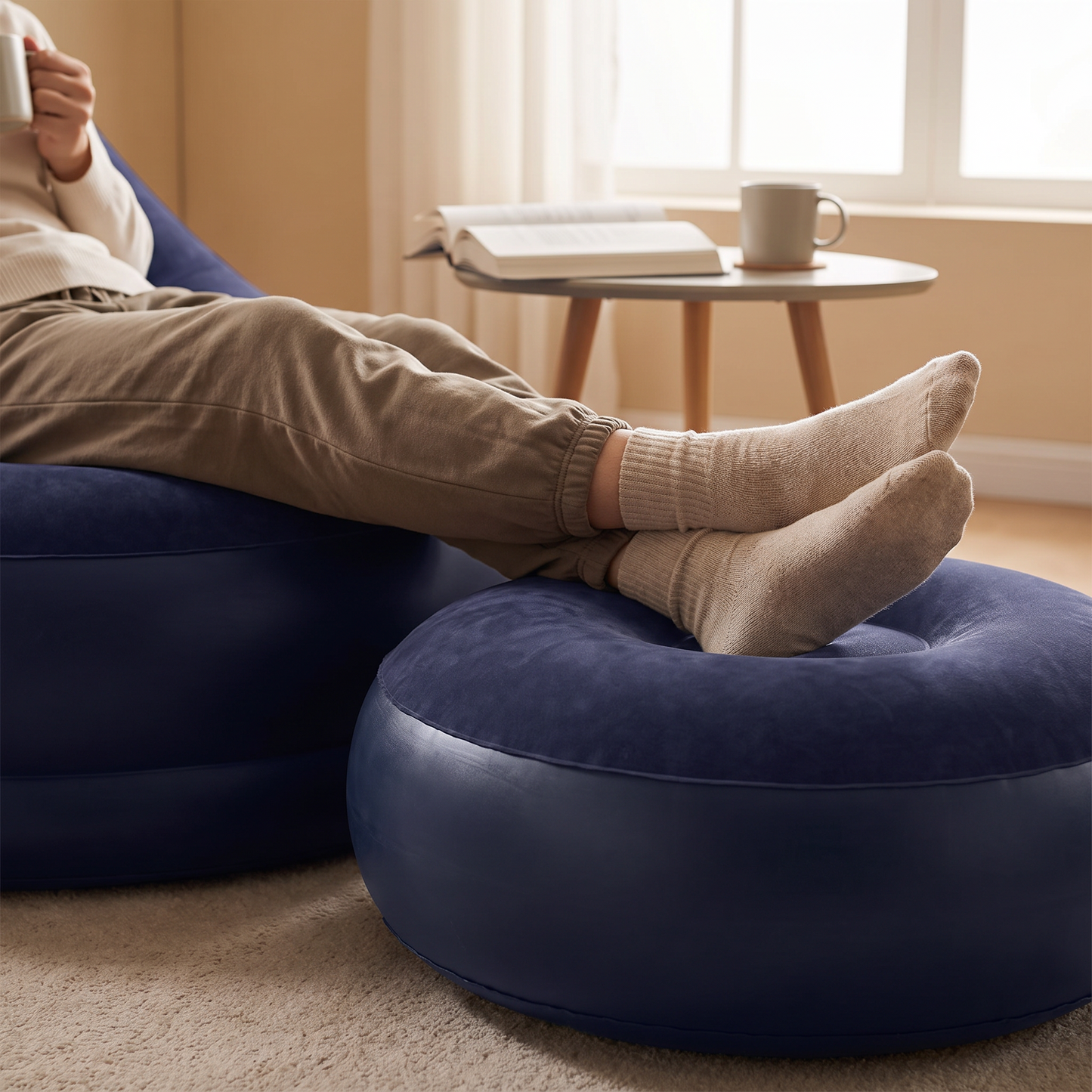 Divano Gonfiabile 2 in 1 con Sgabello Ergonomico in PVC Impermeabile - WDF0043 - hero