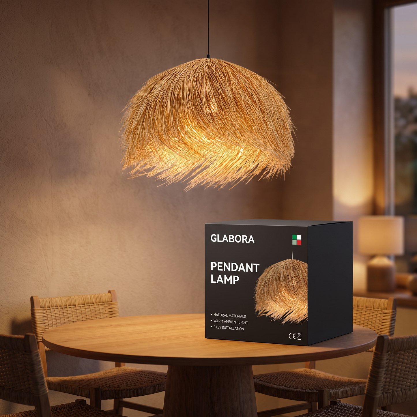 Pendant Lamp GLABORA - lifestyle with packaging