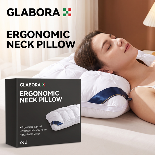 Ergonomic Neck Pillow GLABORA - lifestyle with packaging