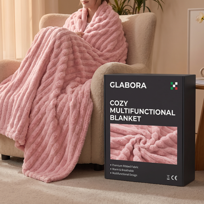Cozy Multifunctional Blanket GLABORA - lifestyle with packaging