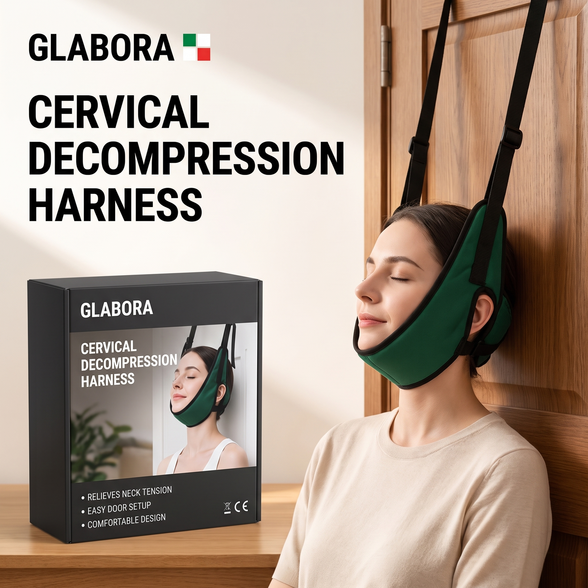 Cervical Decompression Harness GLABORA - lifestyle with packaging