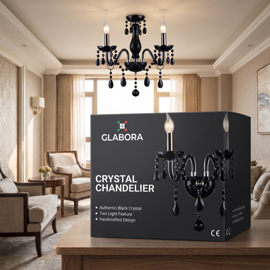 Crystal Chandelier GLABORA - lifestyle with packaging