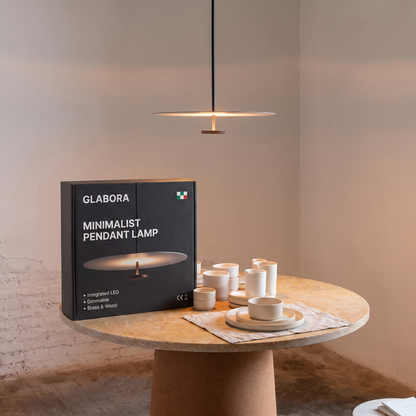 Minimalist Pendant Lamp GLABORA - lifestyle with packaging