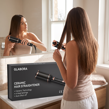 Ceramic Hair Straightener GLABORA - lifestyle with packaging