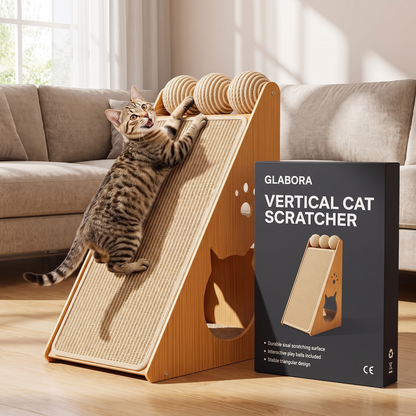 Vertical Cat Scratcher GLABORA - lifestyle with packaging