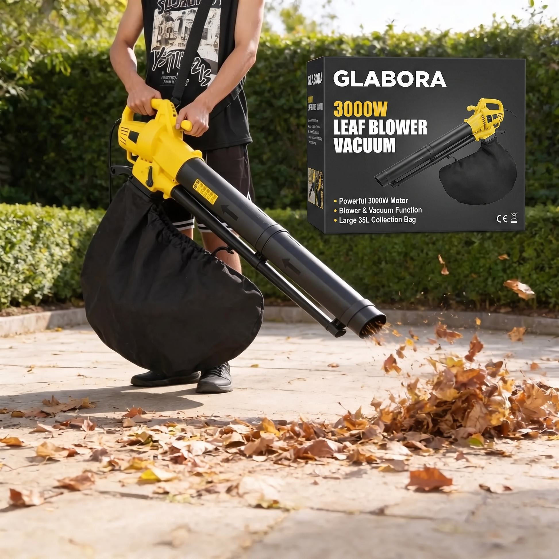 3000W Leaf Blower Vacuum GLABORA - lifestyle with packaging