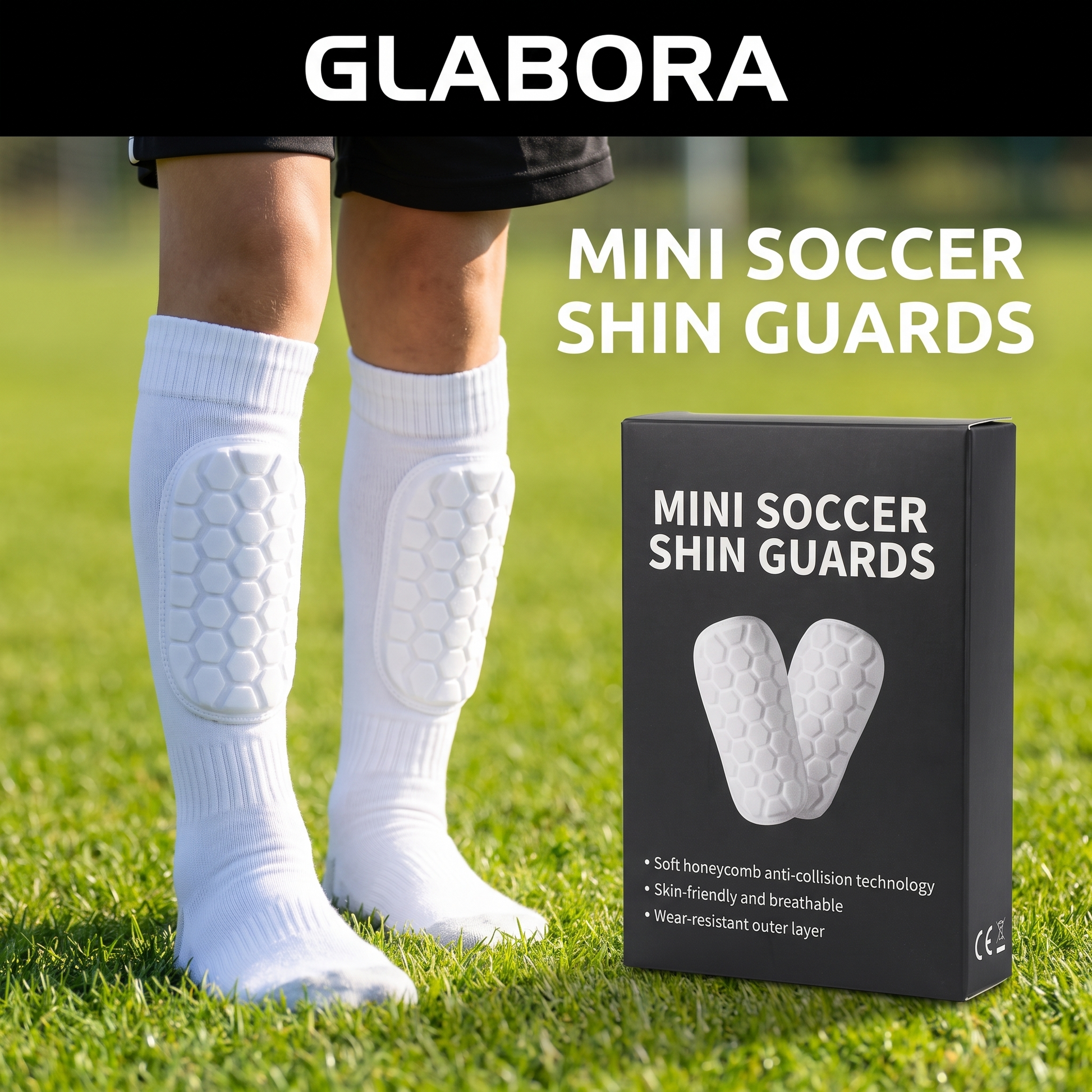 Mini Soccer Shin Guards GLABORA - White variant