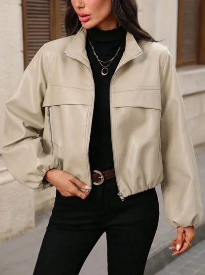 Eulalia | Bomber Donna in Similpelle con Zip e Collo Alto - Stile Oversize