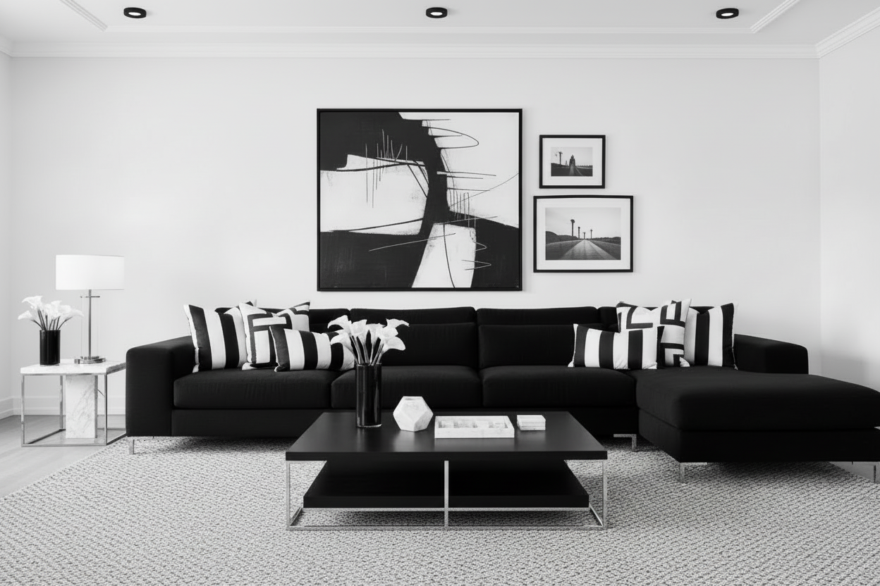 i want more classic black and white home decor image for benner