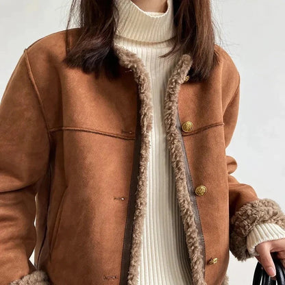 Cleo | Oversize-Damenjacke in Lammfelloptik - Kuschelige Weichheit