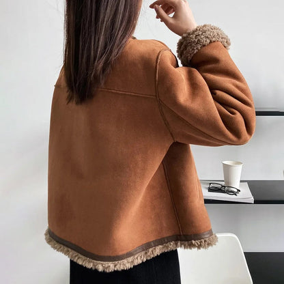 Cleo | Oversize-Damenjacke in Lammfelloptik - Kuschelige Weichheit