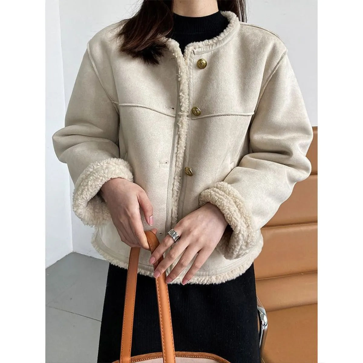 Cleo | Oversize-Damenjacke in Lammfelloptik - Kuschelige Weichheit