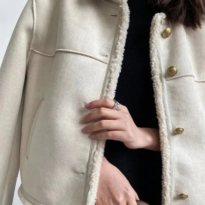Cleo | Oversize-Damenjacke in Lammfelloptik - Kuschelige Weichheit